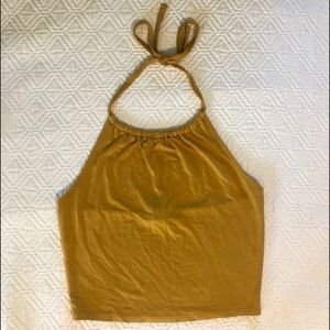 Cropped yellow halter top